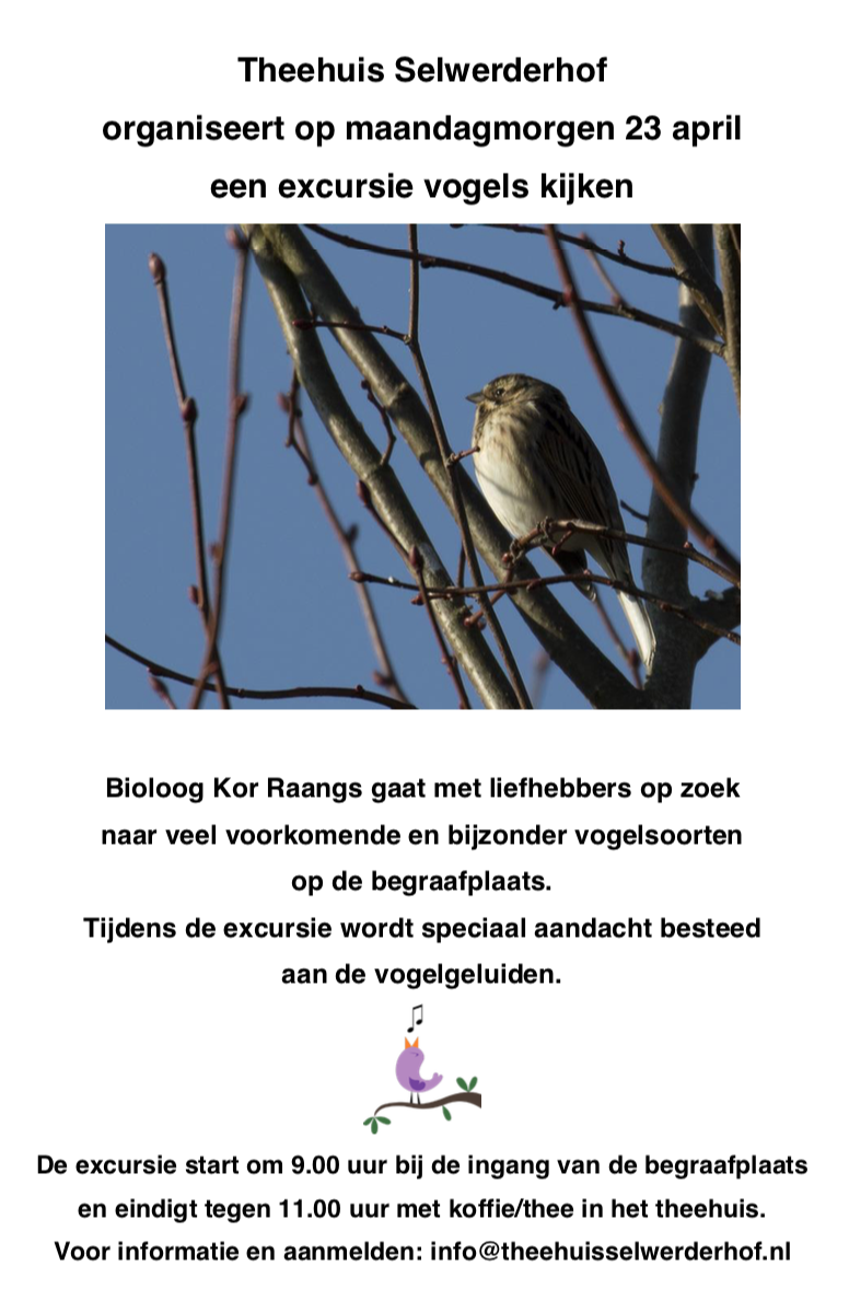 Uitnodiging: Excursie vogels kijken met Kor Raangs