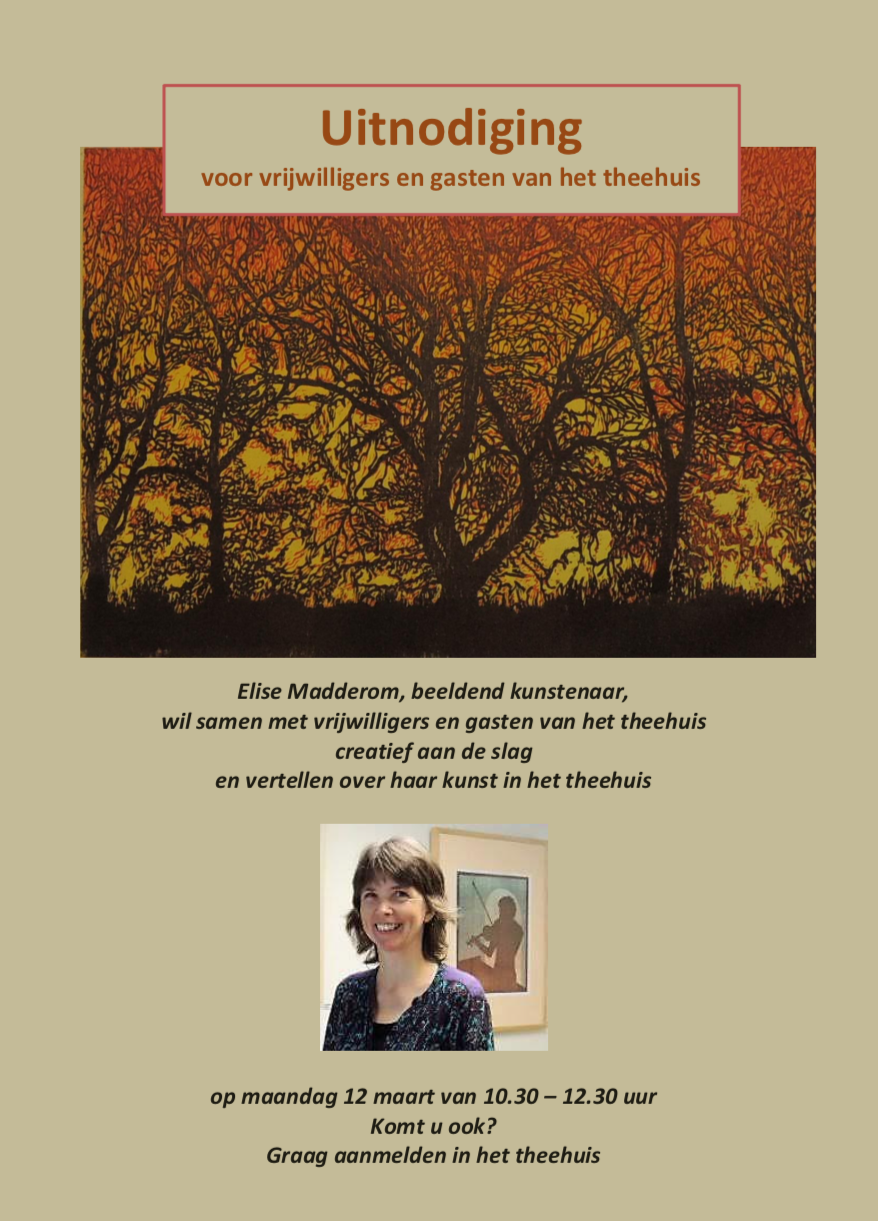 Uitnodiging: Elise Madderom, 12 maart 2018 10:30 – 12:30